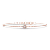 0.05ct 14k Rose Gold Diamond Pave Heart Bracelet
